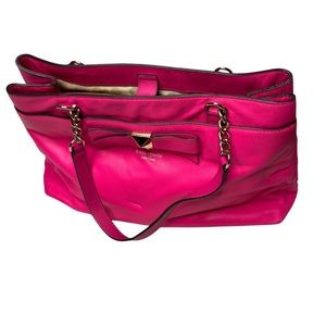 Kate Spade  Pink Leather Open And Zippered Shoulder Bag